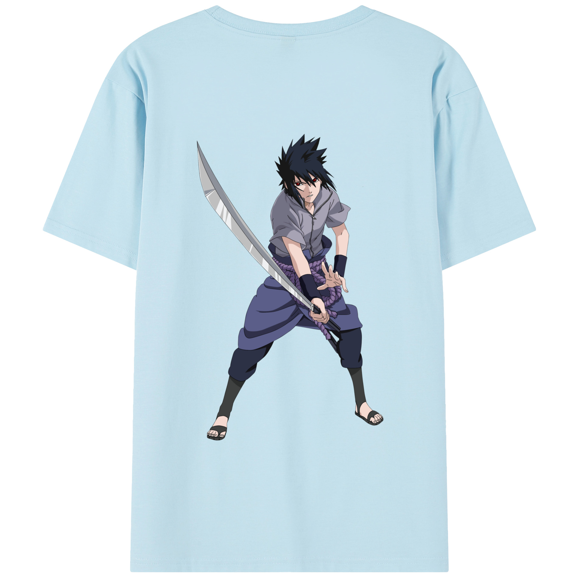 （画像用） NARUTO -ナルト- うちは サスケ Uchiha Sasuke 綿100％半袖Tシャツ（背面プリント）